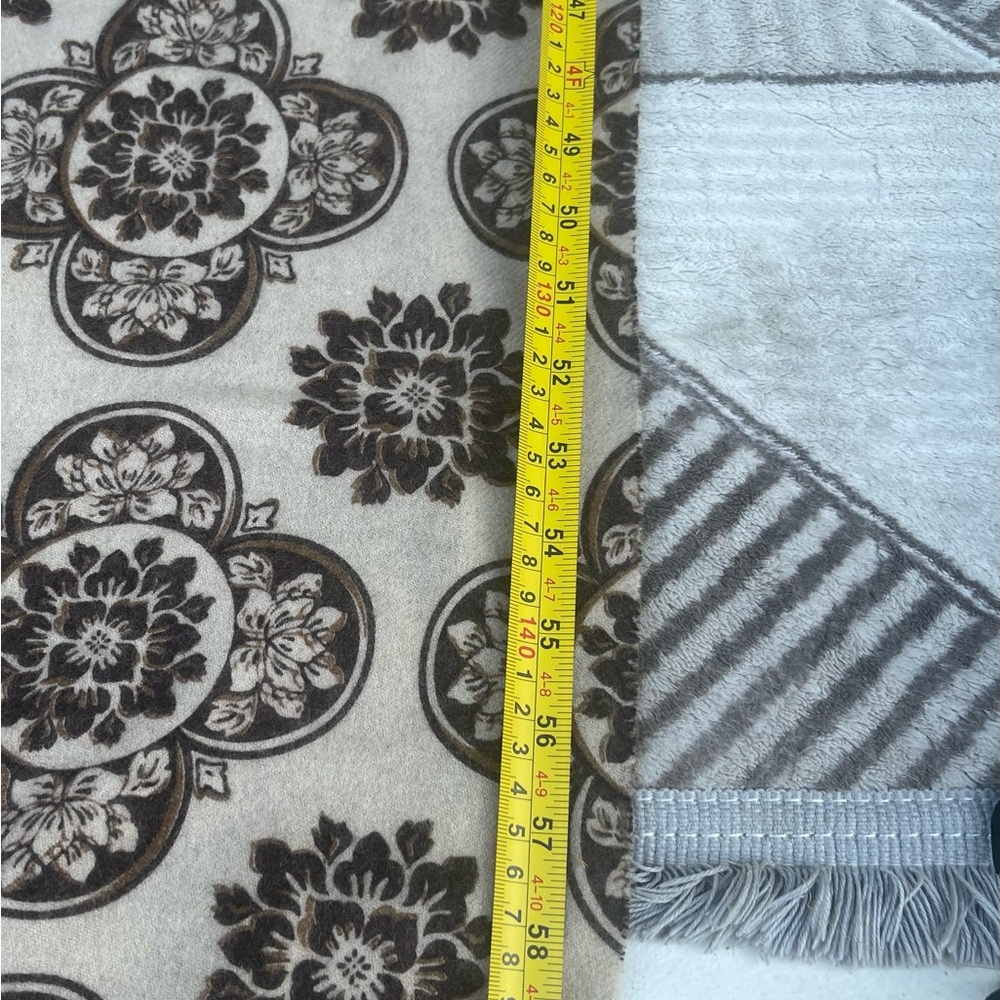 Amicale Cashmere Floral Scarf in Cream and Brown - Picture 6 of 8